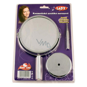 Lady Cosmetic mirror stainless magnifying 13 x 21 cm + tweezers oblique 9 cm