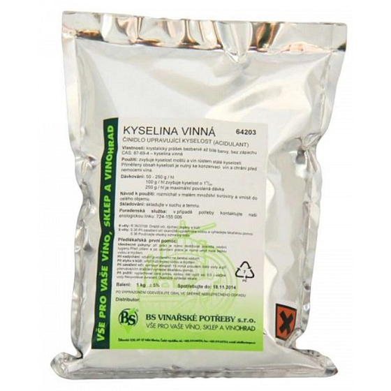 Tartaric acid food agent to adjust acidity acidulant 1 kg