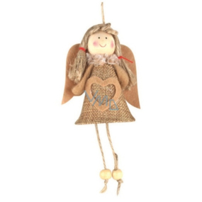 Jute angel with a star for hanging 13 cm No.2