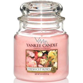 Yankee Candle Fresh Cut Roses - Classic cut glass scented candle Classic medium glass 411 g