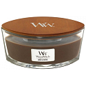 WoodWick Amber & Incense - Ambergris and incense scented candle with wooden wide wick and lid glass boat 453 g