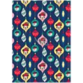 Ditipo Gift Wrapping Paper 70 x 200 cm Christmas Disney Mickey Mouse in Ornaments Dark Blue