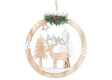 Wooden decoration with deer for hanging 20 cm