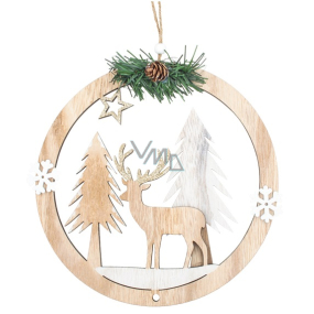 Wooden decoration with deer for hanging 20 cm