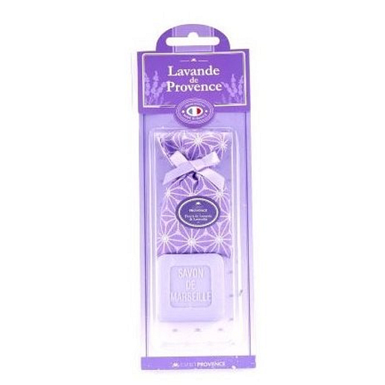 Esprit Provence Lavender toilet soap 25 g + Lavender scented bag with flowers, cosmetic set for women