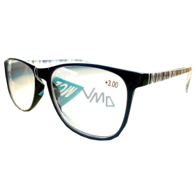 Berkeley Reading dioptric glasses +4 plastic black, side rails black silver stripes 1 piece MC2223