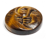 Tiger's eye face of the sun and moon hand carved natural stone 5 cm, stone of the sun and earth, brings good luck and wealth