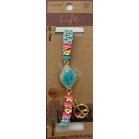 Albi Jewellery knitted bracelet Square blue, Hippies peace symbol 1 piece