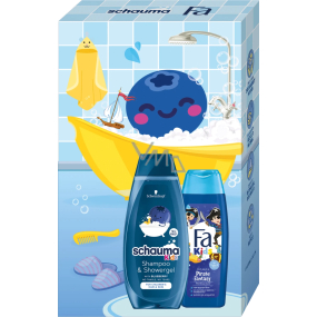 Schauma Kids Boy Blueberry 2in1 shampoo and shower gel 400 ml + Fa Kids Pirate Fantasy shampoo and shower gel 250 ml, cosmetic set for children