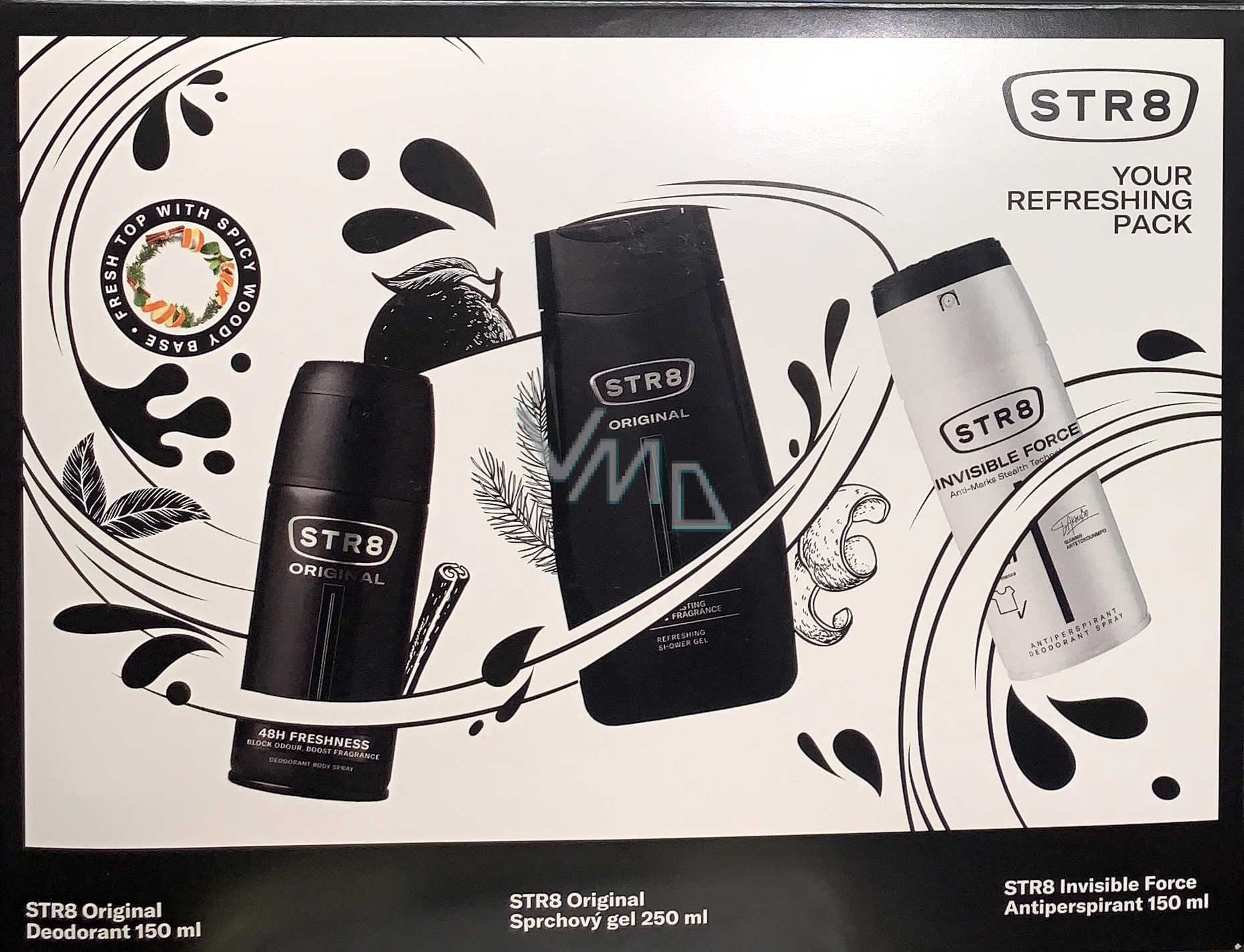 Str8 Original deodorant spray 150 ml + shower gel 250 ml + Invisible Force antiperspirant