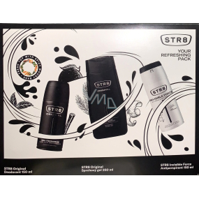Str8 Original deodorant spray 150 ml + shower gel 250 ml + Invisible Force antiperspirant deodorant spray 150 ml, cosmetic set for men