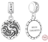 Charm Sterling silver 925 Game of Thrones coat of arms of Targarien, pendant on a movie bracelet