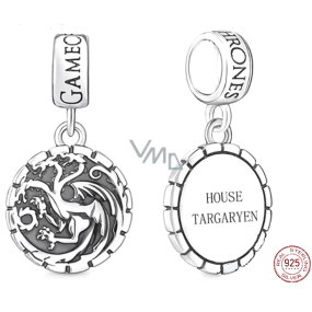 Charm Sterling silver 925 Game of Thrones coat of arms of Targarien, pendant on a movie bracelet