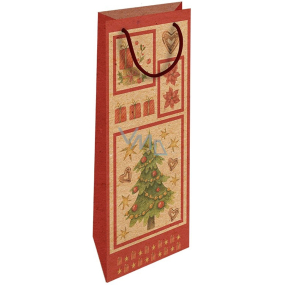 Nekupto Kraft gift bag for bottle 15 x 40 cm Christmas tree, red