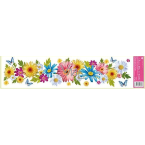 Window foil without glue strip of colored flowers 64 x 15 cm