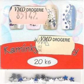 Professional nail decorations rhinestones stars dark blue 20 pieces