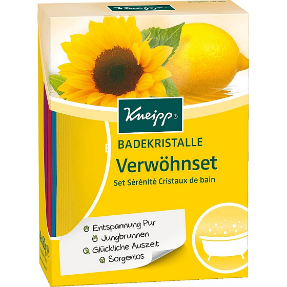 Kneipp Lemon and sunflower bath salt 60 g + Red poppy and hemp 60 g + Lemon balm 60 g + Pomegranate and licorice 60 g, cosmetic set