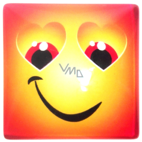 Nekupto Magnet Emoji Smiley square orange, heart eyes 4 x 4 cm