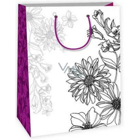 Ditipo Gift paper bag for painting 22 x 10 x 29 cm white, flowers Kreativ 40