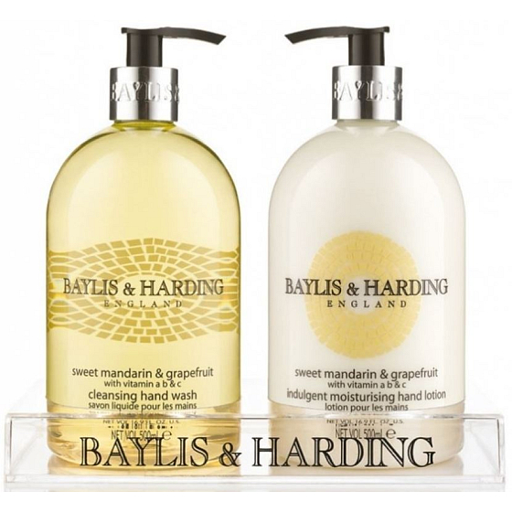 Baylis & Harding Tangerine and Grapefruit liquid soap dispenser 500 ml + hand milk dispenser 500 ml, cosmetic set