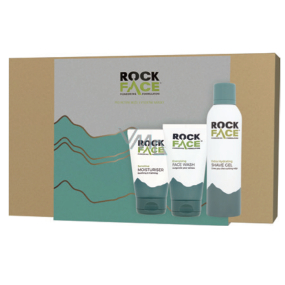 RockFace Extra Hydrating shaving gel for men 200 ml + Energizing face cleansing gel 150 ml + Sensitive Moisturiser cream for sensitive men's skin 100 ml, cosmetic set