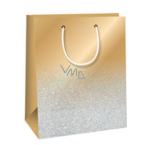 Ditipo Gift paper bag Glitter 18 x 10 x 22.7 cm gray, gold glitter QC
