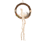 Wicker wreath with goose 19 cm