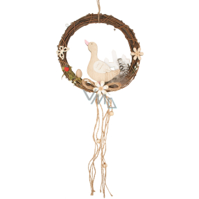 Wicker wreath with goose 19 cm