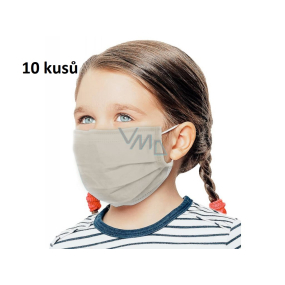 Veil 3-layer protective non-woven disposable, low breathing resistance for children 10 pieces beige without print