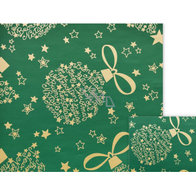 Nekupto Gift wrapping paper 70 x 200 cm Christmas green gold lettering, stars