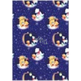 Ditipo Gift wrapping paper 70 x 100 cm Christmas dark blue - polar bear, fox, hare 2 sheets