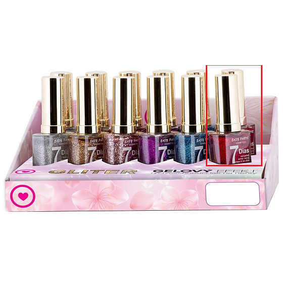 My 7Dias Efecto Gel gel nail polish with glitter red 13 ml
