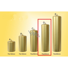 Lima Candle smooth metal gold cylinder 70 x 250 mm 1 piece