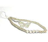 Anti-lost mobile phone pendant with pearls, butterfly, circumference 30 cm