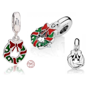Sterling silver 925 Christmas wreath, Christmas bracelet pendant