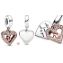 Charm Sterling silver 925 Heart Sparkling Peacock Heart Gold Plated in Rose 2in1, Pendant Bracelet Love