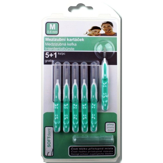Soft Dent interdental brush straight M 0.6 mm 6 pieces