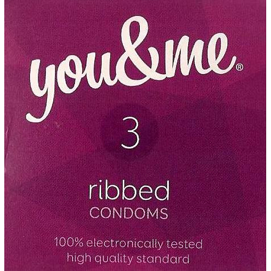 You & Me Ribbed knurled lubricated condom 3 pieces