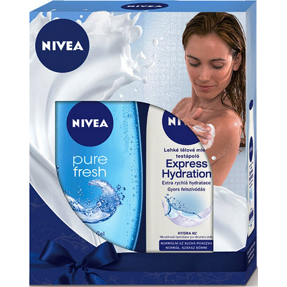 Nivea Express Hydration Light Body Lotion for Normal to Dry Skin 250 ml + Pure Fresh Shower Gel 250 ml, Women's Cosmetic Set