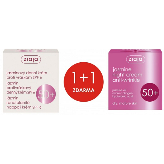 Ziaja Jasmine 50+ anti-wrinkle day cream 50 ml + Jasmine 50+ night cream 50 ml, duopack