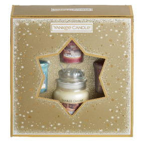 Yankee Candle Winter Wonder Classic small glass 104 g + Gingerbread with icing, Icy blue spruce, Shining star, votive scented candle 3 x 49 g Christmas gift set
