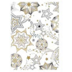 Ditipo Gift wrapping paper 70 x 500 cm Christmas white gold-black stars