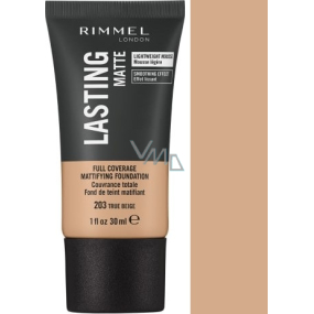 Rimmel London Lasting Matte Foundation Makeup 203 True Beige 30 ml