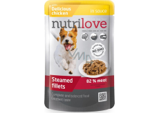 Nutrilove Stewed fillets with juicy chicken in sauce complete dog food pocket 85 g