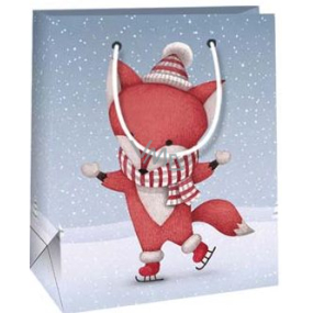Ditipo Gift paper bag 11.5 x 6.5 x 14.5 cm blue fox on skates