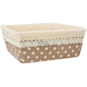 Fabric basket with lace and polka dots 15.5 x 15.5 x 6 cm