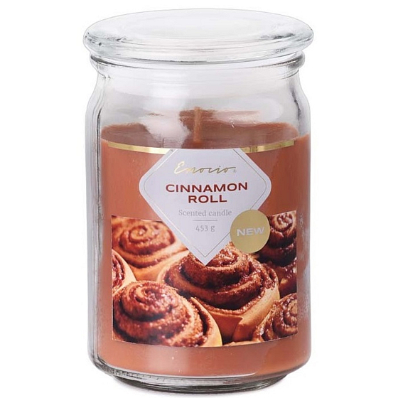 Emocio Cinnamon Roll - Cinnamon roll scented candle glass with glass lid 453 g 93 x 142 mm