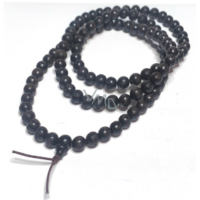 108 Mala necklace Ebony natural Tibetan Buddhist prayer wheel, six character mantra beads, 8 mm
