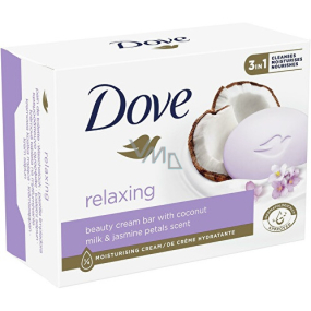 Dove Relaxing krémové toaletní mýdlo s kokosovým mlékem a s jasmínovými okvětními lístky 90 g