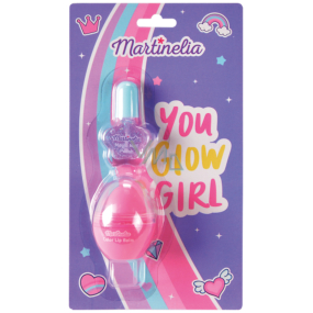 Martinelia You Glow Girl coloured lip balm 4,5 g + nail polish 2 ml, cosmetic set for children